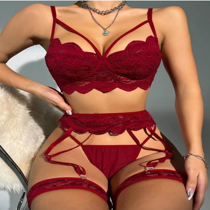 Women's Lace Stitching Bra Set