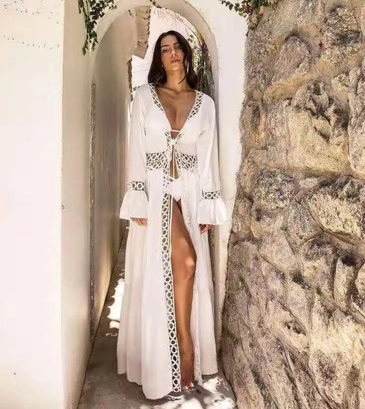 Beach Vacation Bikini Cover-Up Long Loose Dress Cardigan